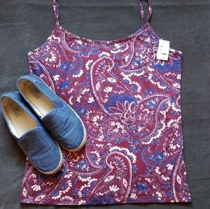 NWT Aeropostale Maroon Blue & Cream Paisley Cami